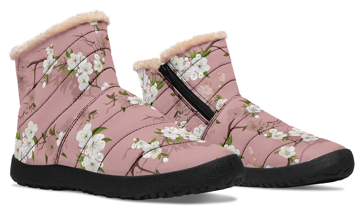 Peach Blossoms Faux Fur Ankle Boots