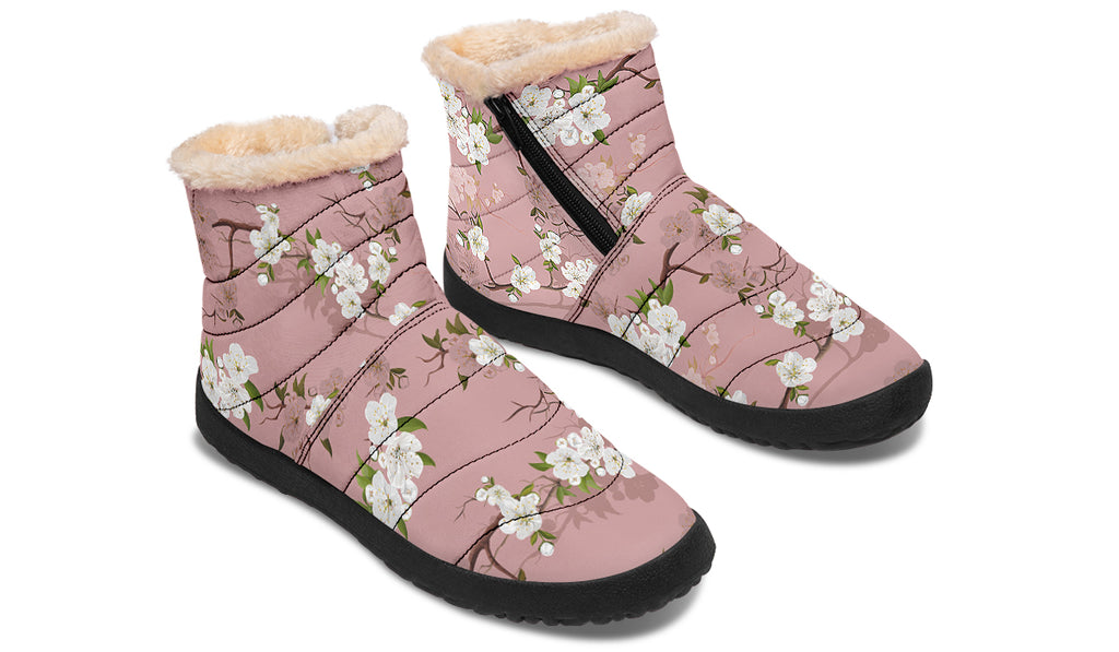 Peach Blossoms Faux Fur Ankle Boots