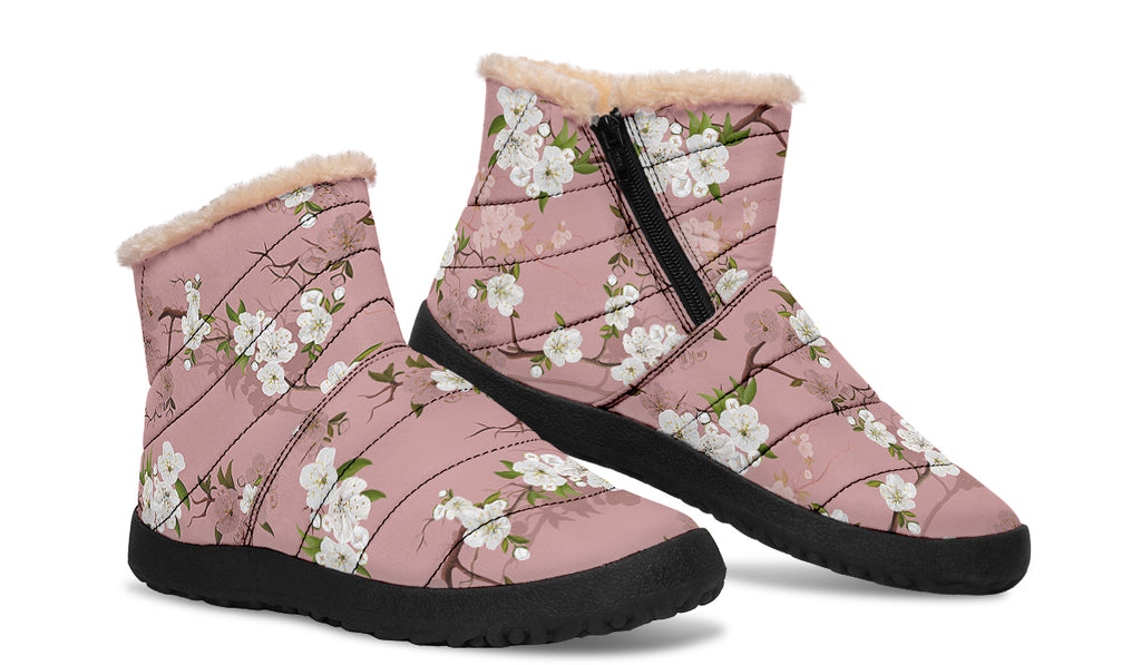 Peach Blossoms Faux Fur Ankle Boots