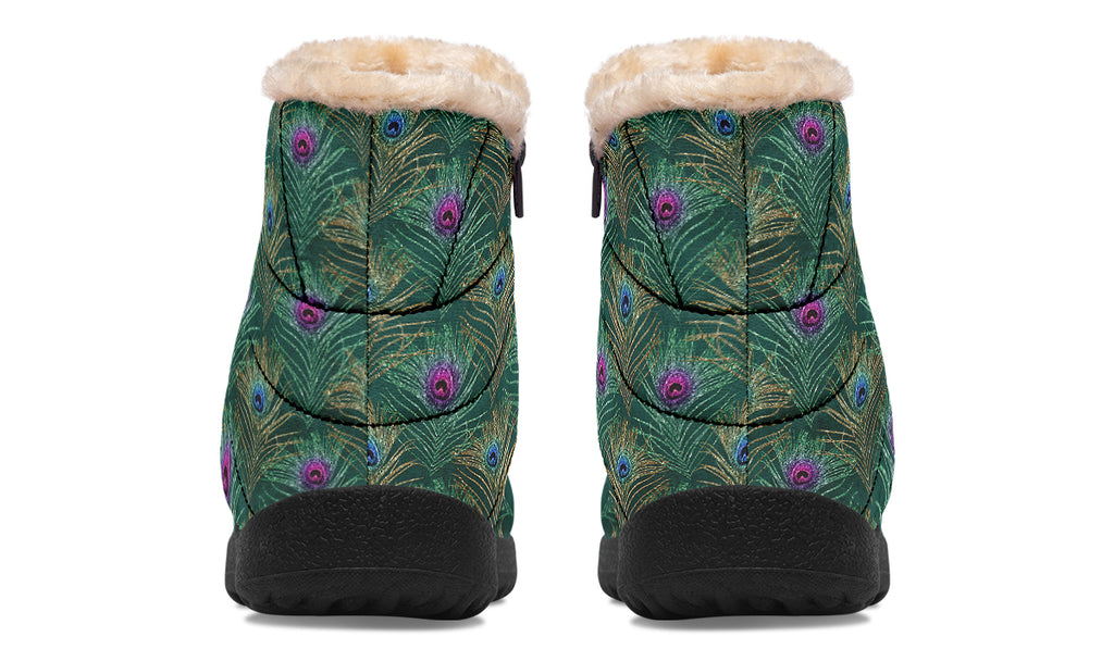 Peacock Feathers Faux Fur Ankle Boots