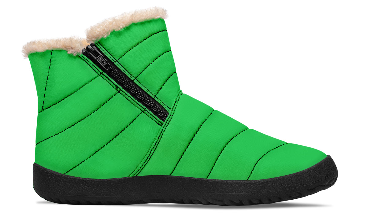 Pink And Green Mismatch Faux Fur Ankle Boots
