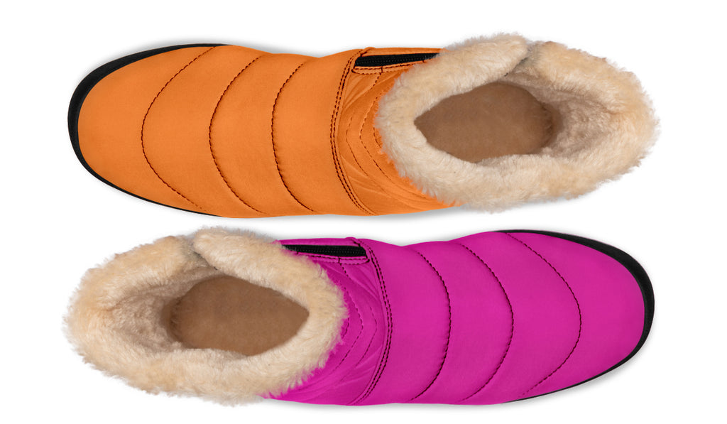 Pink And Orange Mismatch Faux Fur Ankle Boots