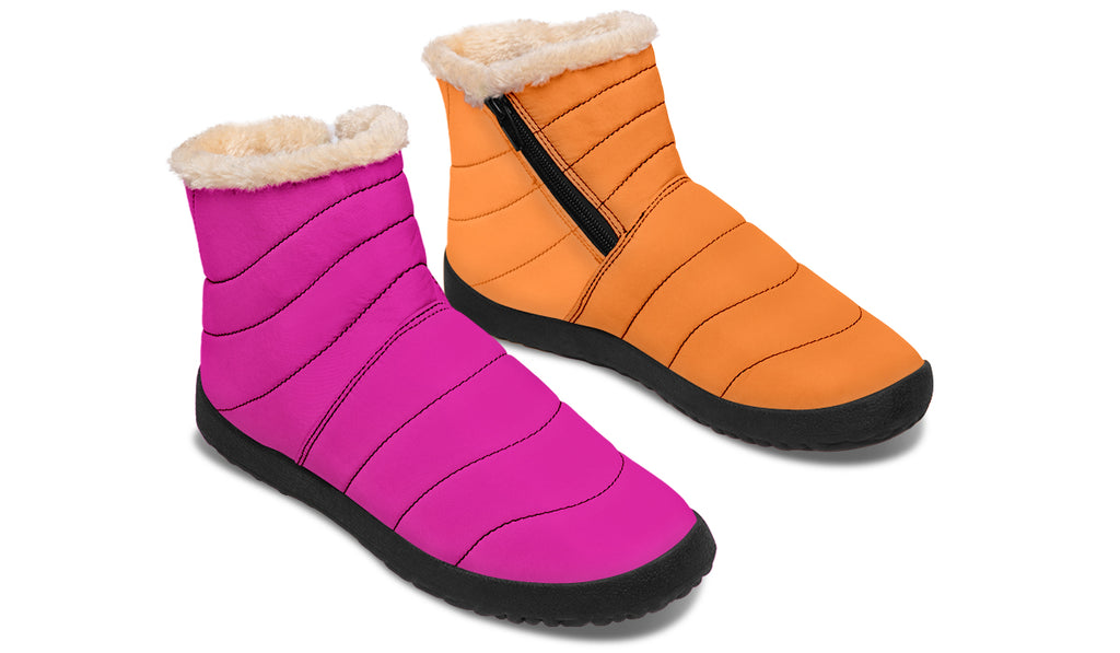 Pink And Orange Mismatch Faux Fur Ankle Boots