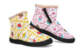 Pink And Yellow Mismatch Gingham Cupcakes Faux Fur Ankle Boots