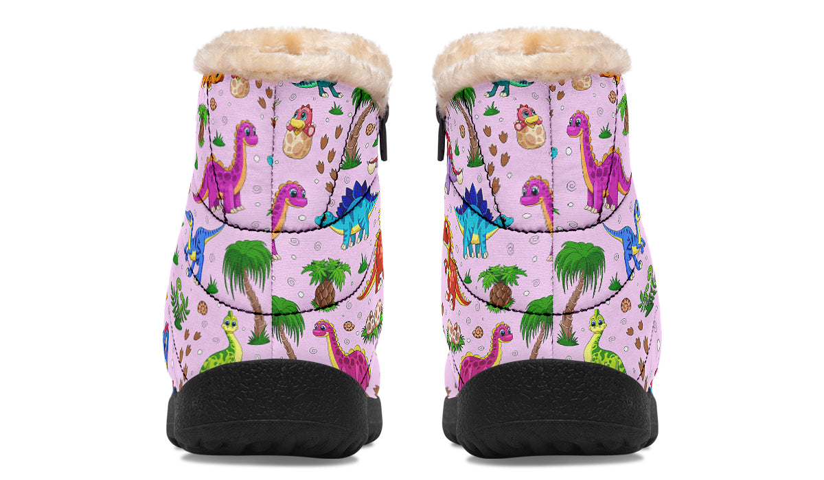 Pink Baby Dinos Faux Fur Ankle Boots