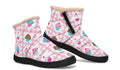 Pink Gingham Cupcakes Faux Fur Ankle Boots