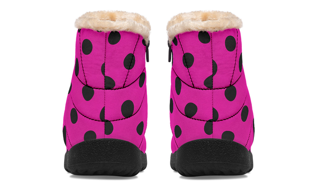 Pretty In Pink Polka Dot Faux Fur Ankle Boots