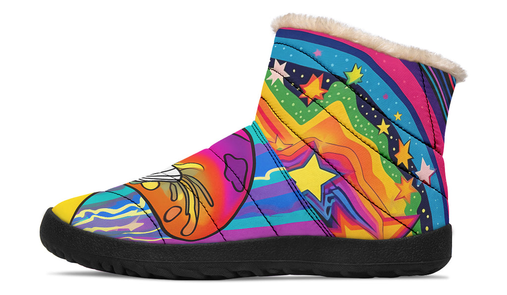 Psychedelic Mushies Faux Fur Ankle Boots