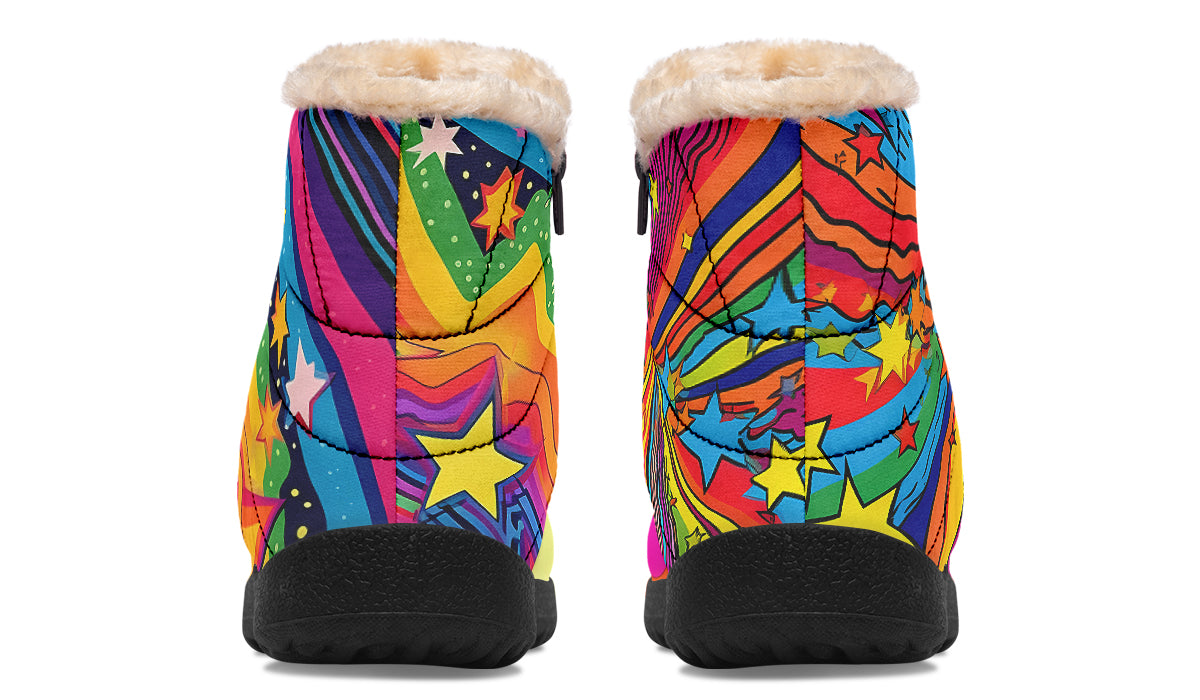 Psychedelic Mushies Faux Fur Ankle Boots