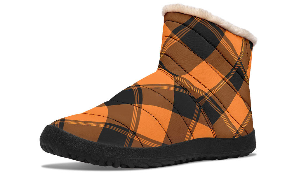 Pumpkin Pop Plaid Faux Fur Ankle Boots