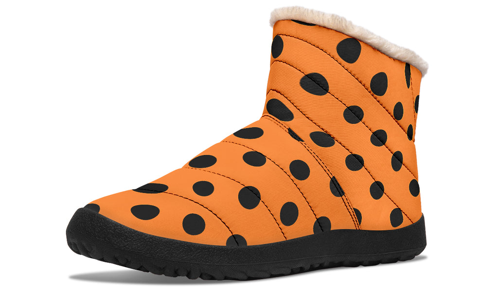 Pumpkin Pop Polka Dot Faux Fur Ankle Boots