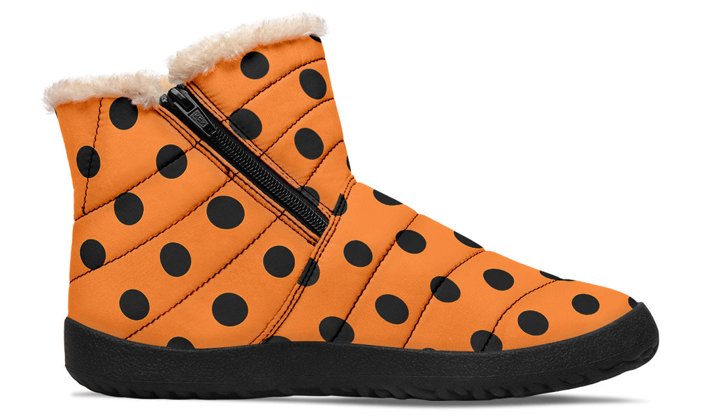 Pumpkin Pop Polka Dot Faux Fur Ankle Boots