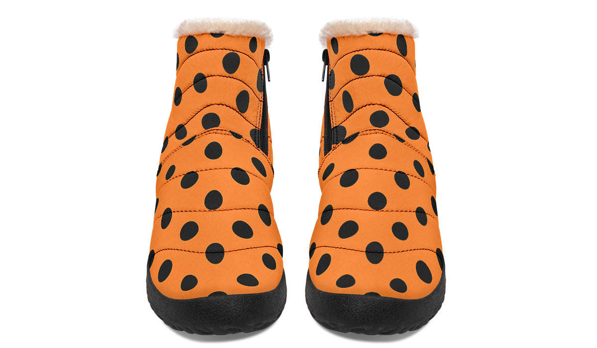 Pumpkin Pop Polka Dot Faux Fur Ankle Boots