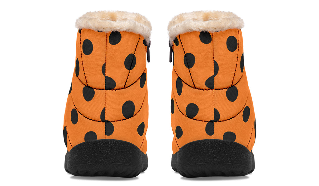 Pumpkin Pop Polka Dot Faux Fur Ankle Boots