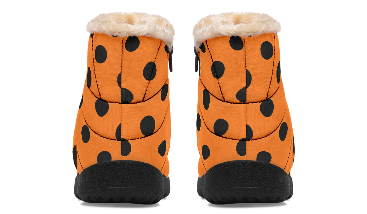 Pumpkin Pop Polka Dot Faux Fur Ankle Boots