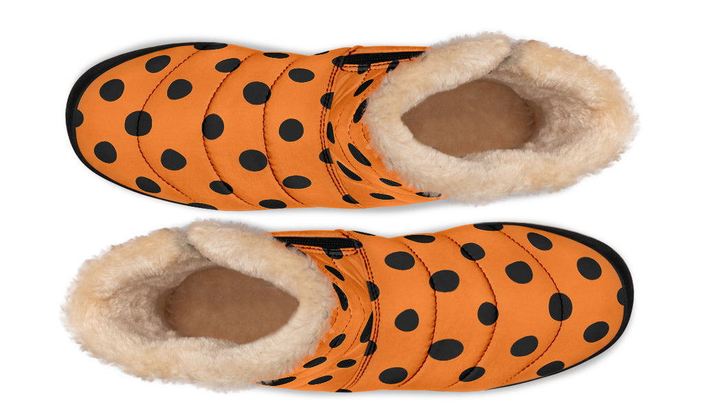 Pumpkin Pop Polka Dot Faux Fur Ankle Boots