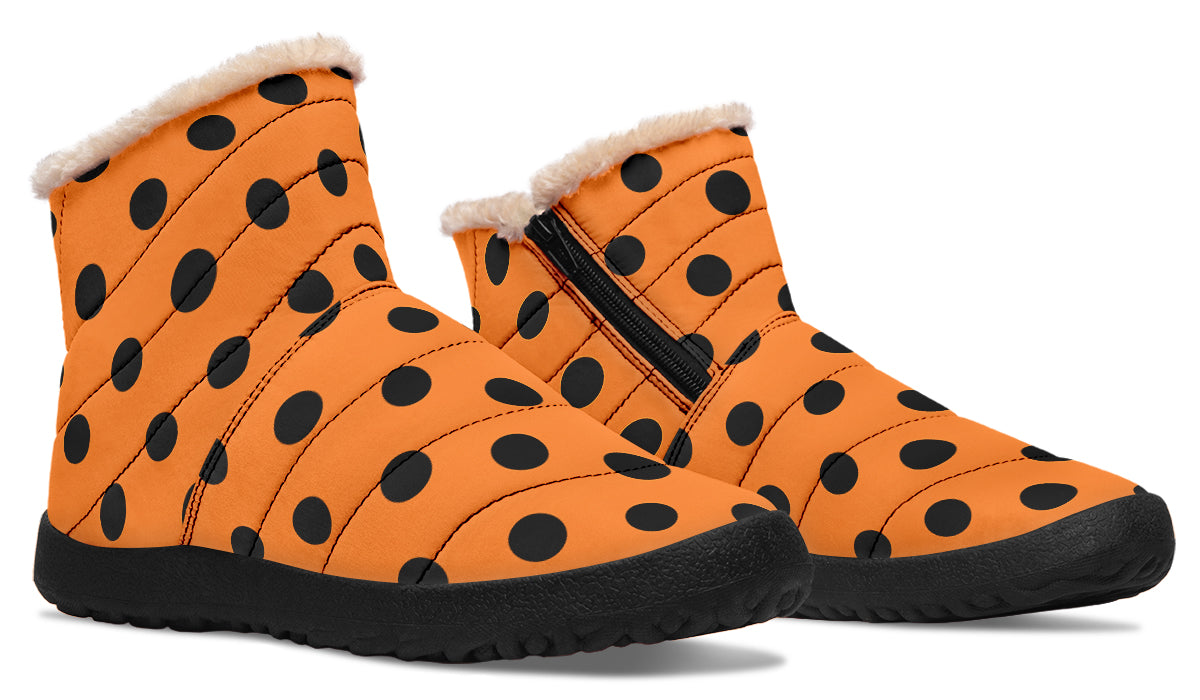 Pumpkin Pop Polka Dot Faux Fur Ankle Boots