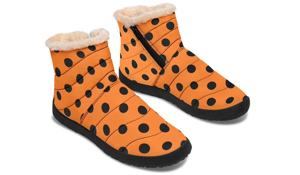 Pumpkin Pop Polka Dot Faux Fur Ankle Boots