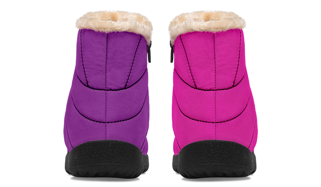 Purple And Pink Mismatch Faux Fur Ankle Boots