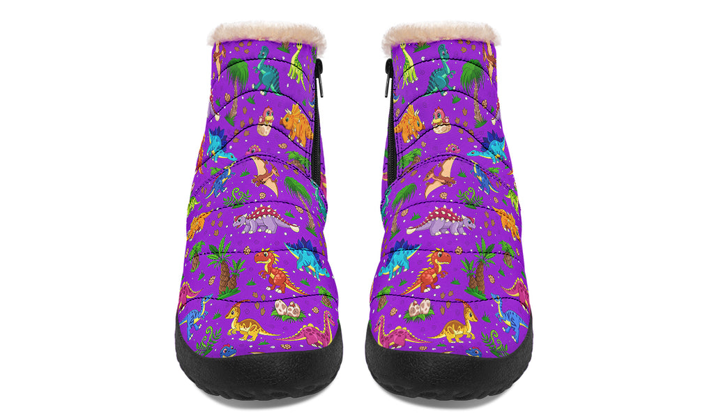 Purple Baby Dinos Faux Fur Ankle Boots
