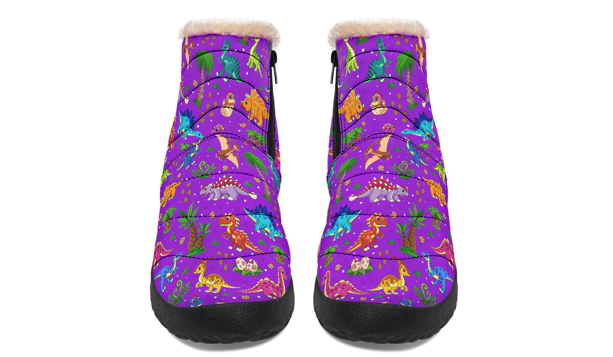 Purple Baby Dinos Faux Fur Ankle Boots