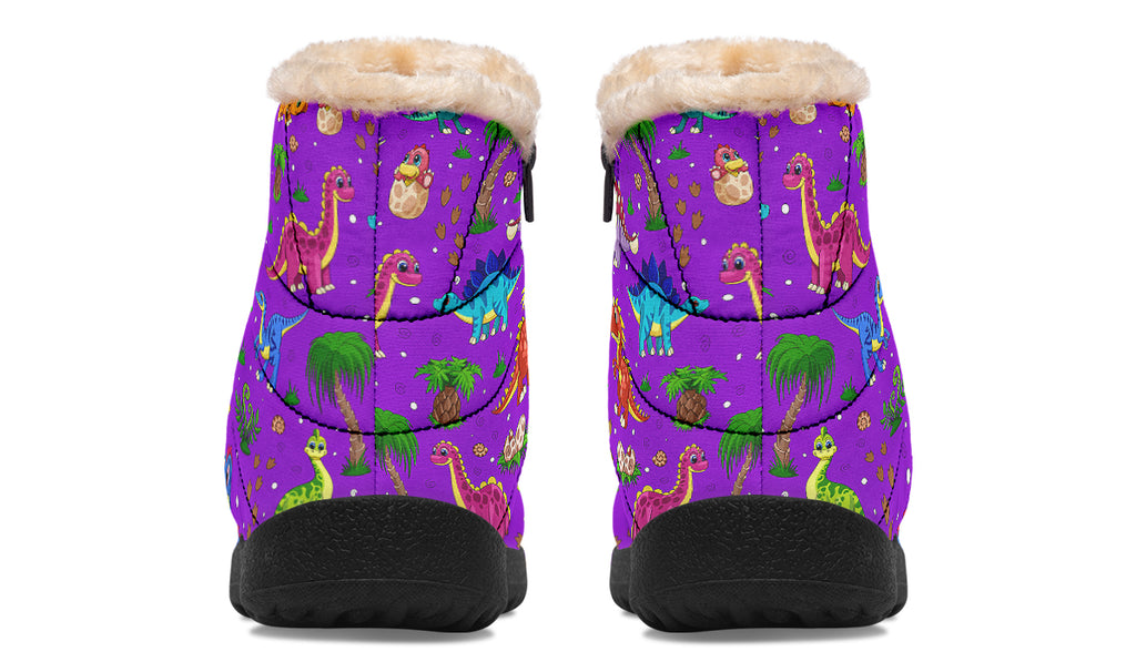 Purple Baby Dinos Faux Fur Ankle Boots