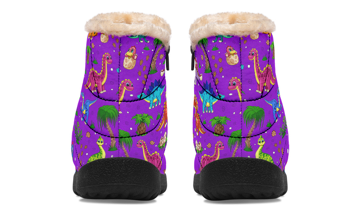 Purple Baby Dinos Faux Fur Ankle Boots
