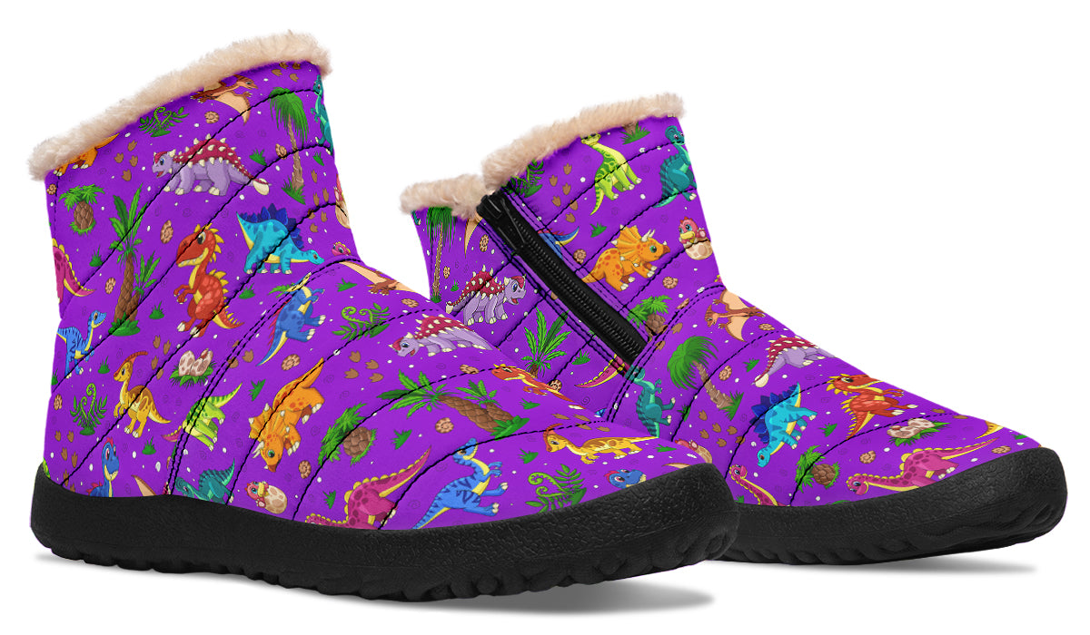 Purple Baby Dinos Faux Fur Ankle Boots