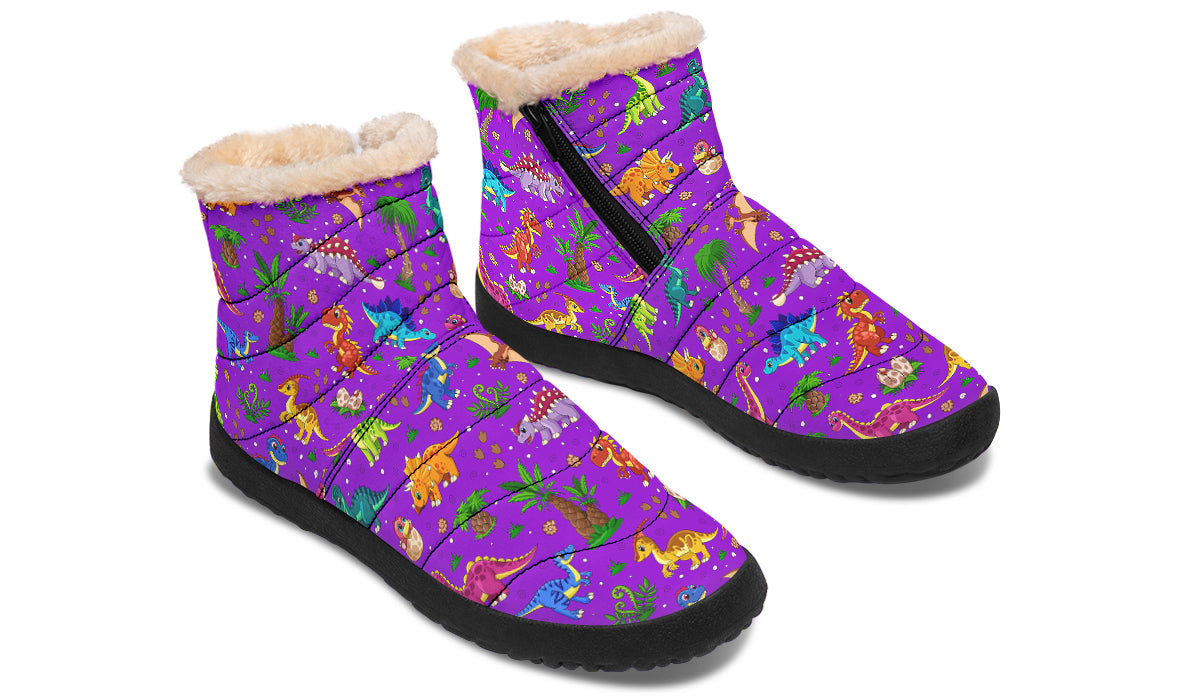 Purple Baby Dinos Faux Fur Ankle Boots