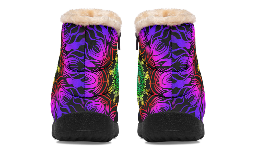 Purple Haze Mandala Faux Fur Ankle Boots
