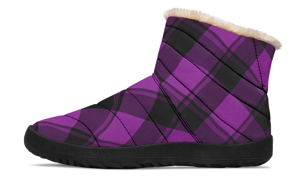 Purple Reign Plaid Faux Fur Ankle Boots