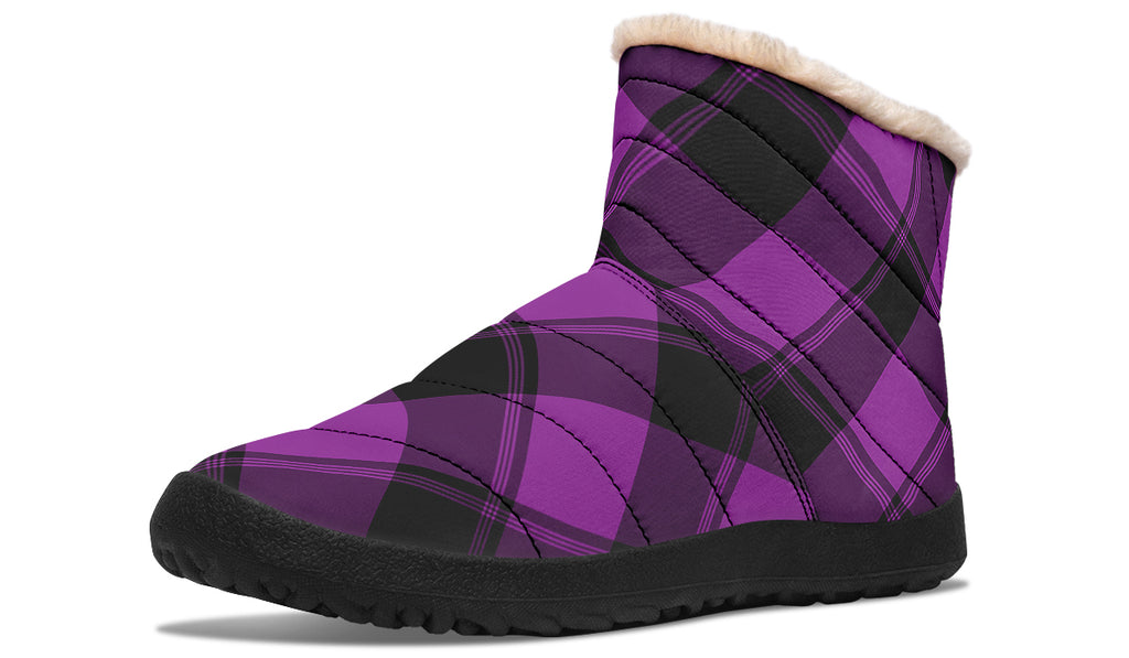 Purple Reign Plaid Faux Fur Ankle Boots