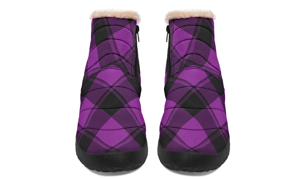 Purple Reign Plaid Faux Fur Ankle Boots