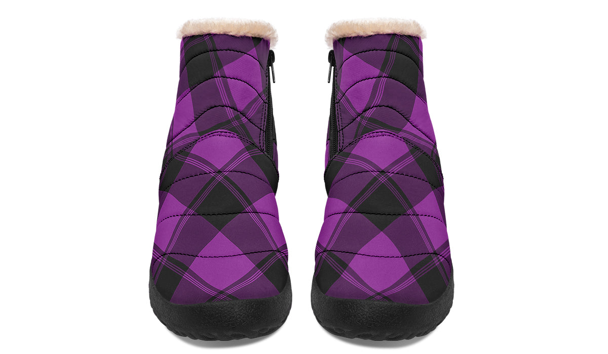 Purple Reign Plaid Faux Fur Ankle Boots