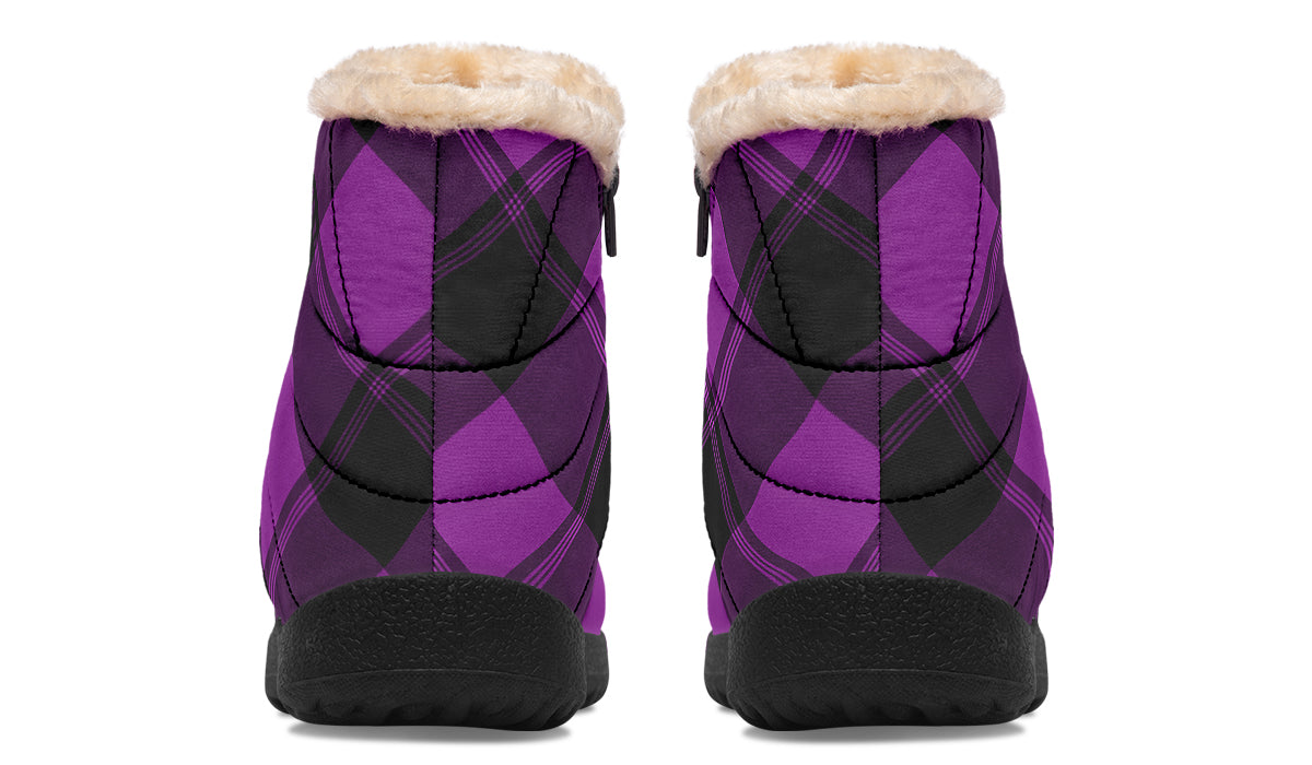 Purple Reign Plaid Faux Fur Ankle Boots