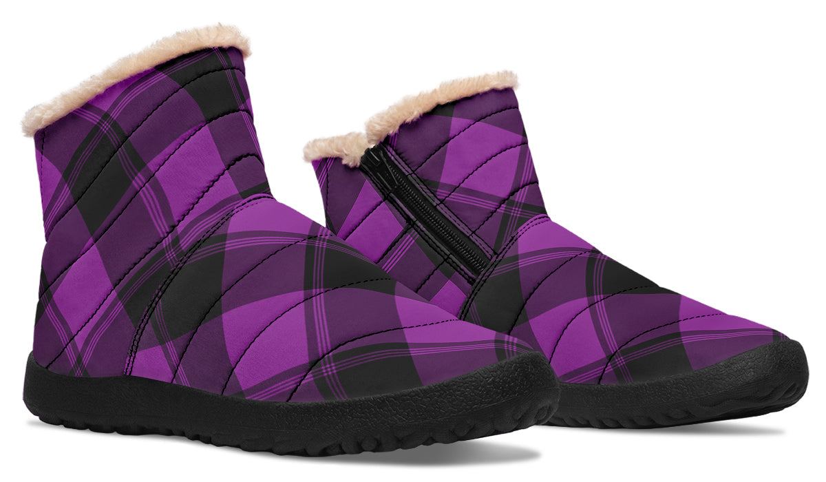 Purple Reign Plaid Faux Fur Ankle Boots