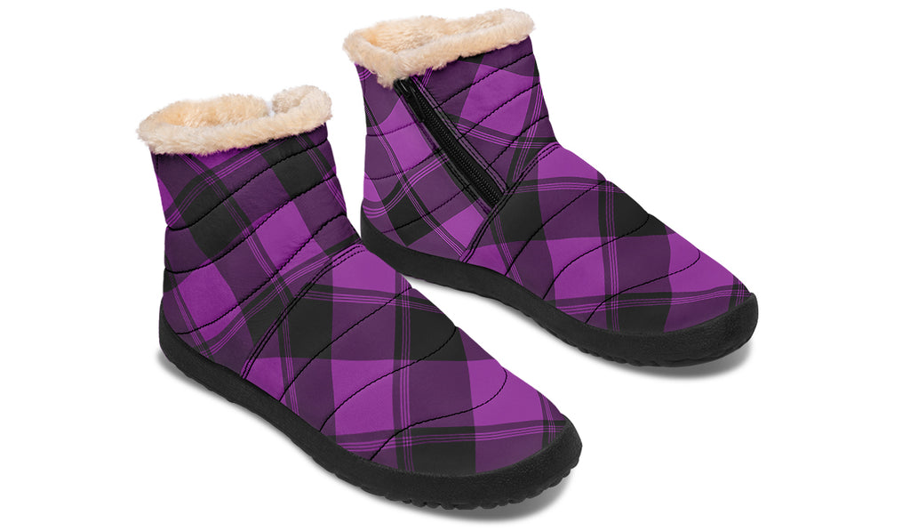 Purple Reign Plaid Faux Fur Ankle Boots