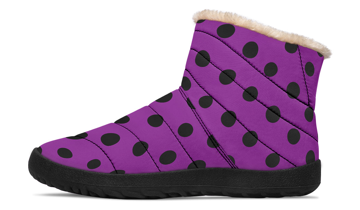 Purple Reign Polka Dot Faux Fur Ankle Boots
