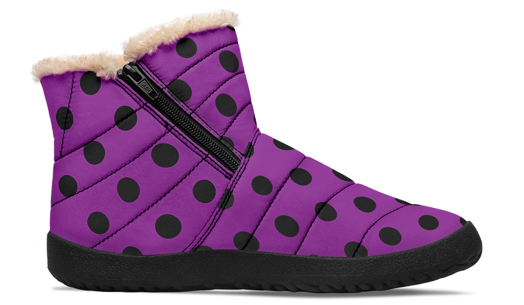 Purple Reign Polka Dot Faux Fur Ankle Boots
