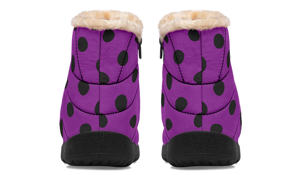 Purple Reign Polka Dot Faux Fur Ankle Boots