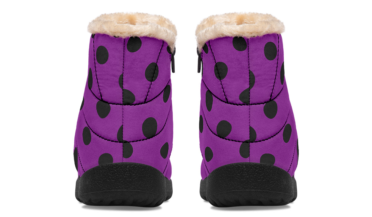 Purple Reign Polka Dot Faux Fur Ankle Boots
