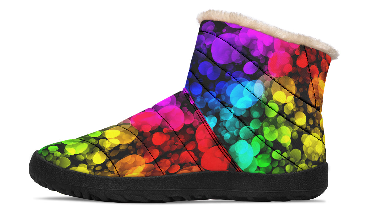 Rainbow Bubbles Faux Fur Ankle Boots