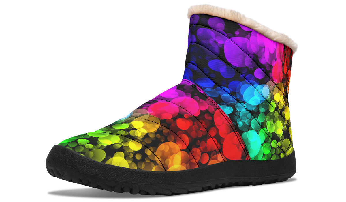 Rainbow Bubbles Faux Fur Ankle Boots