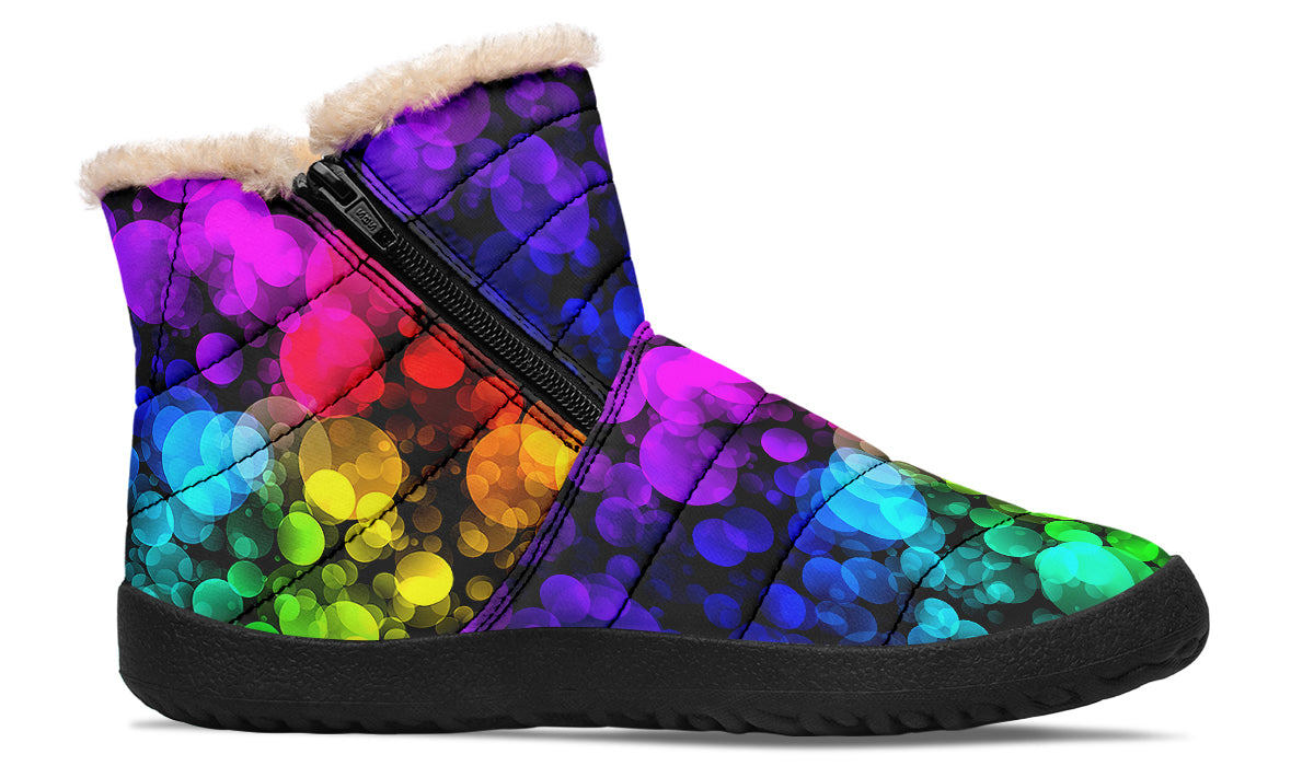 Rainbow Bubbles Faux Fur Ankle Boots