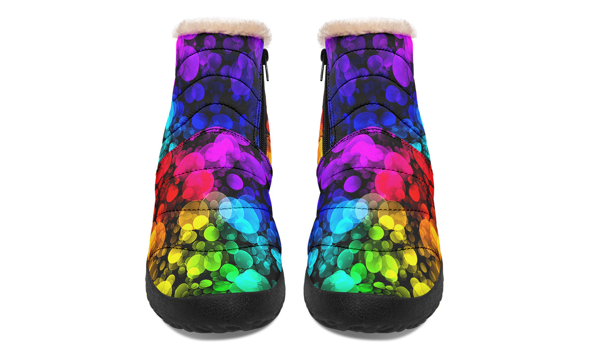 Rainbow Bubbles Faux Fur Ankle Boots