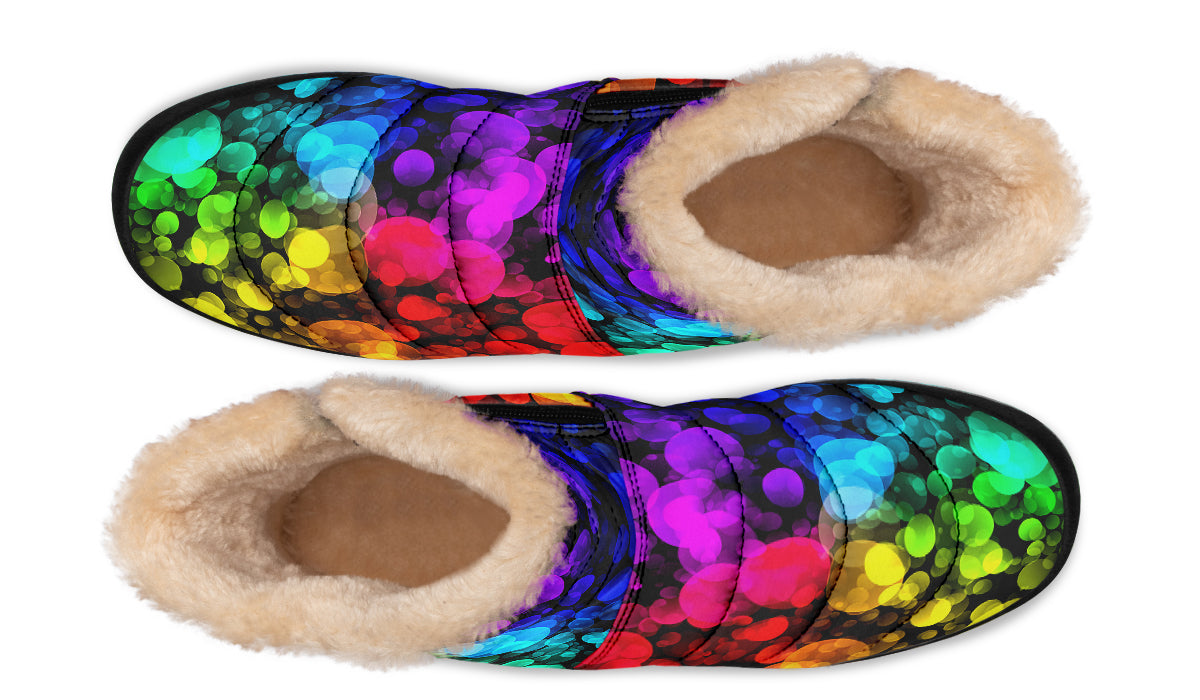Rainbow Bubbles Faux Fur Ankle Boots