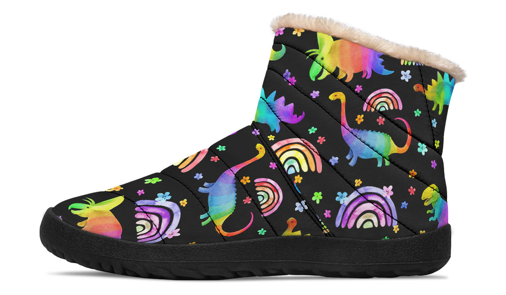 Rainbow Dinos Faux Fur Ankle Boots