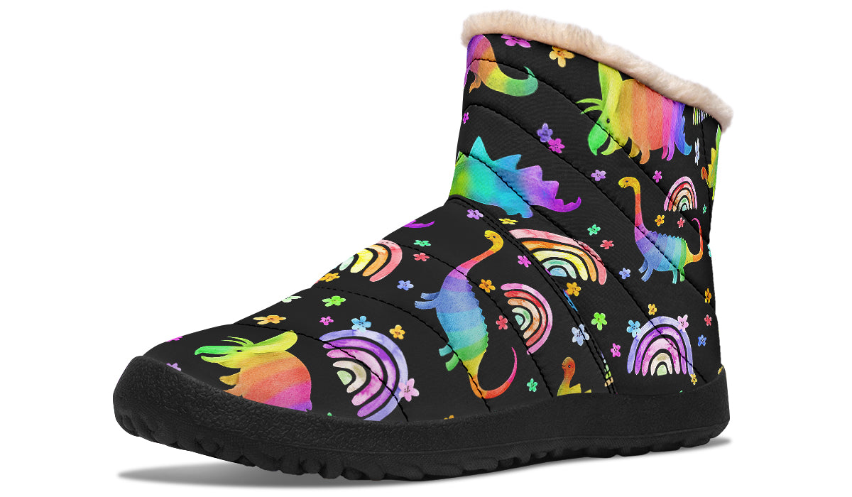 Rainbow Dinos Faux Fur Ankle Boots