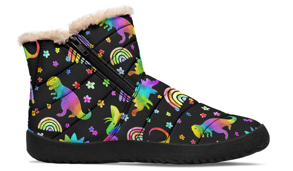 Rainbow Dinos Faux Fur Ankle Boots
