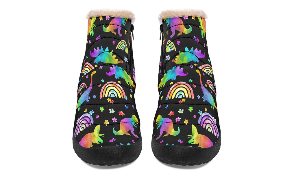 Rainbow Dinos Faux Fur Ankle Boots